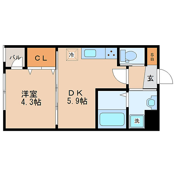 フェリシダ八幡 ｜宮城県仙台市青葉区八幡４丁目(賃貸マンション1DK・2階・28.80㎡)の写真 その2