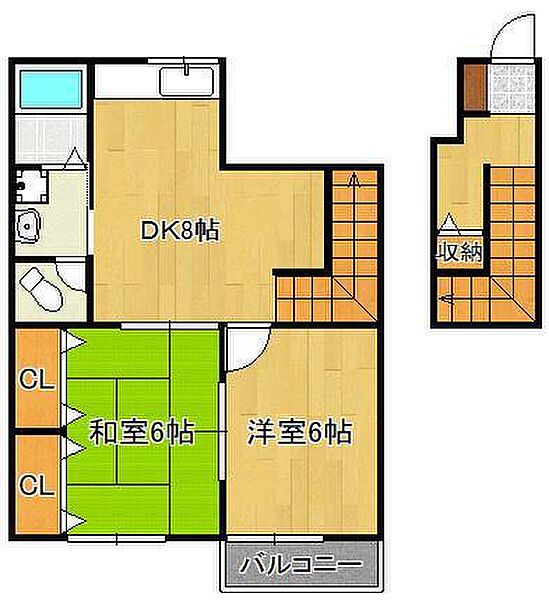 レフィナード木屋瀬 ｜福岡県北九州市八幡西区木屋瀬5丁目(賃貸アパート2DK・2階・45.34㎡)の写真 その2