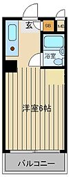 リビース湊川 ワンルームの間取図画像