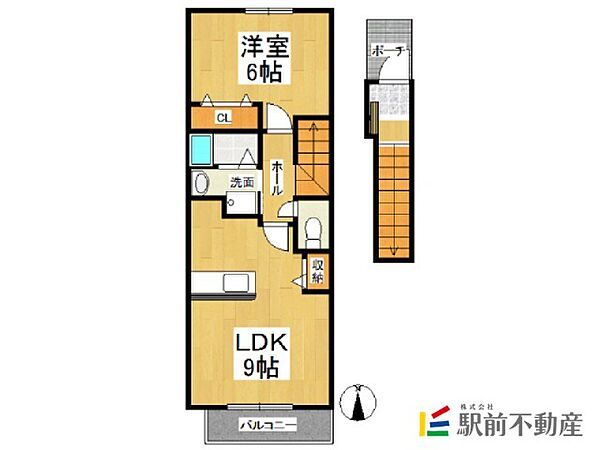 レジデンス稲富B棟 201｜福岡県八女市稲富(賃貸アパート1LDK・2階・42.80㎡)の写真 その2