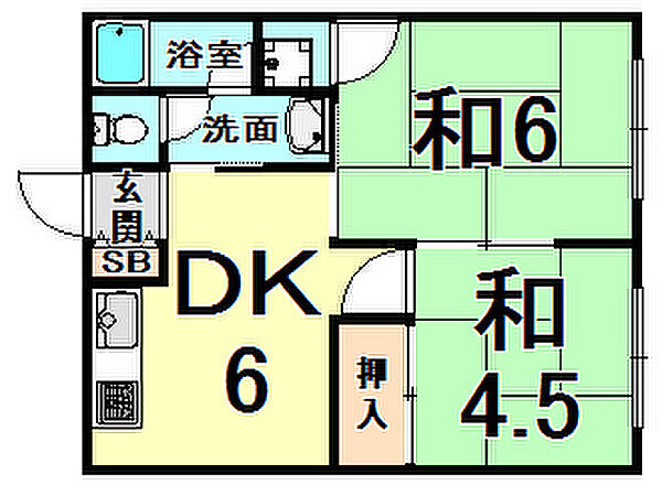 兵庫県伊丹市東野６丁目(賃貸アパート2DK・2階・36.00㎡)の写真 その2