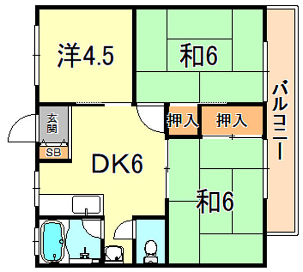 兵庫県神戸市垂水区潮見が丘１丁目(賃貸マンション3DK・3階・44.73㎡)の写真 その2