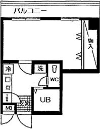 ロイヤルコート稲穂 6階1Kの間取り