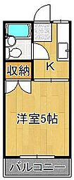 マンション葉山中井 4階ワンルームの間取り