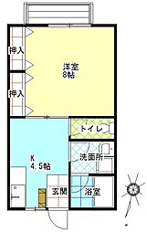 パールハウスさわだ 1Kの間取図画像