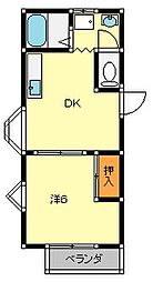グリーンテラス 1DKの間取図画像