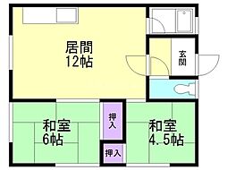 千草マンション 2LDKの間取図画像