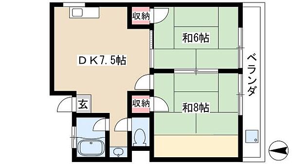 江口マンション四女子 ｜愛知県名古屋市中川区四女子町4丁目(賃貸マンション2DK・3階・40.00㎡)の写真 その2