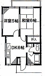 KSハイム 2DKの間取図画像