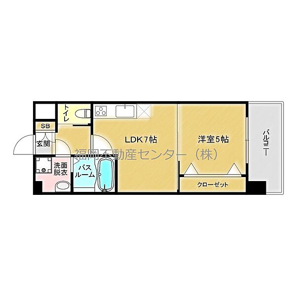 福岡県福岡市東区千早５丁目(賃貸マンション1LDK・6階・29.48㎡)の写真 その2