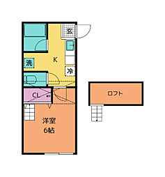青葉ハイツ 1Kの間取図画像