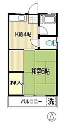 第二小菊荘 2階1Kの間取り