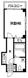 A・M・ハイツ 1Kの間取図画像