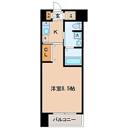 アントラ立町 1Kの間取図画像