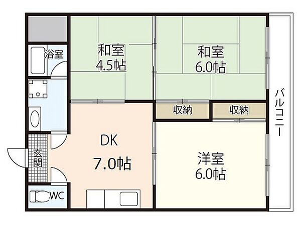 広島県広島市西区大宮3丁目(賃貸マンション3DK・4階・52.92㎡)の写真 その2