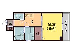 サブウェイ平野ニューホープ 1Kの間取図画像