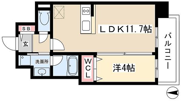 エルミタージュ桜山 ｜愛知県名古屋市瑞穂区洲雲町2丁目(賃貸マンション1LDK・4階・37.35㎡)の写真 その2