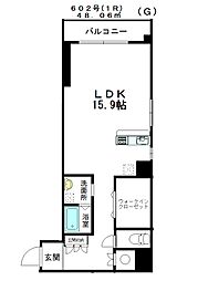 ルミエール幟 6階ワンルームの間取り