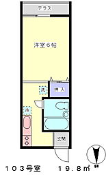 メゾンジュネス 1階ワンルームの間取り