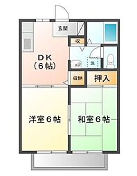 JR山陽本線 東福山駅 徒歩10分の賃貸アパート 2階2DKの間取り