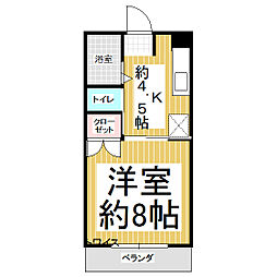 JR青梅線 河辺駅 徒歩6分の賃貸マンション 3階1Kの間取り