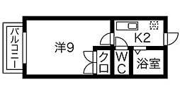 アステール 1Kの間取図画像
