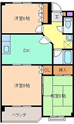 グランソルジュ 303 3階3DKの間取り