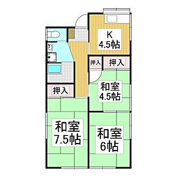 柏木荘 3DKの間取り