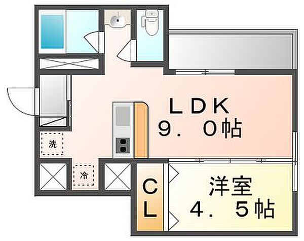 香川県高松市中央町(賃貸マンション1LDK・9階・35.48㎡)の写真 その4