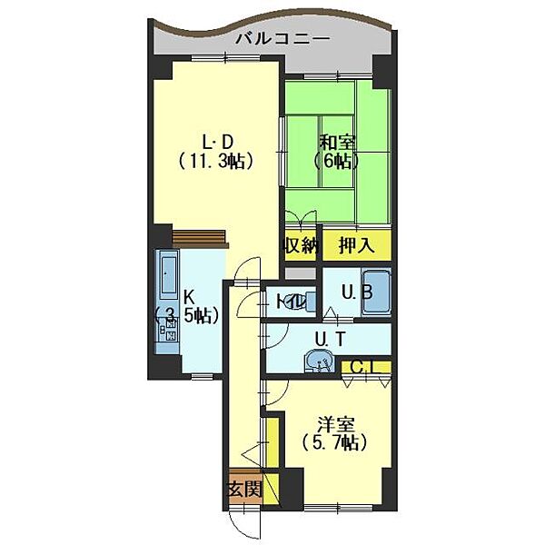 マンションリヴァージュ 110｜北海道函館市田家町(賃貸マンション2LDK・1階・61.92㎡)の写真 その2