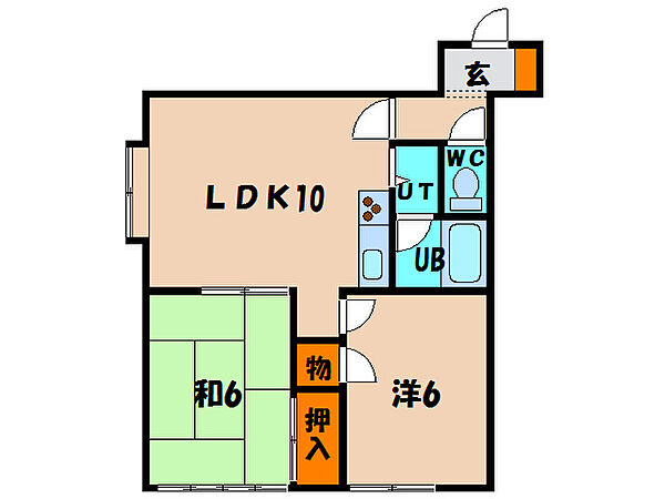 グリーンカーサフジ 206｜北海道北斗市七重浜２丁目(賃貸アパート2LDK・2階・47.93㎡)の写真 その2