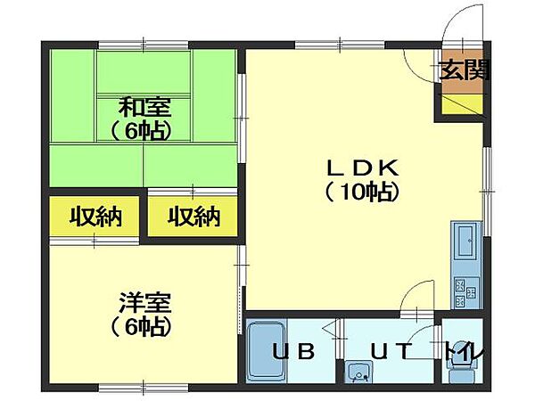 櫻井アパート 2F左｜北海道函館市美原１丁目(賃貸アパート2LDK・2階・49.27㎡)の写真 その2