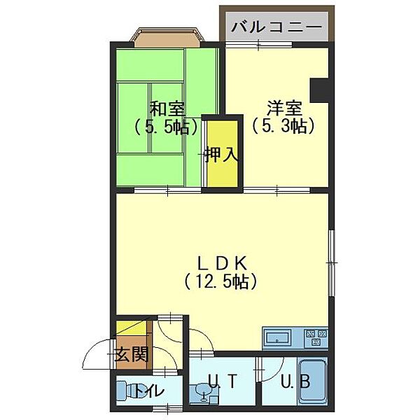 マイライフ山の手 201｜北海道函館市山の手１丁目(賃貸アパート2LDK・2階・49.68㎡)の写真 その2