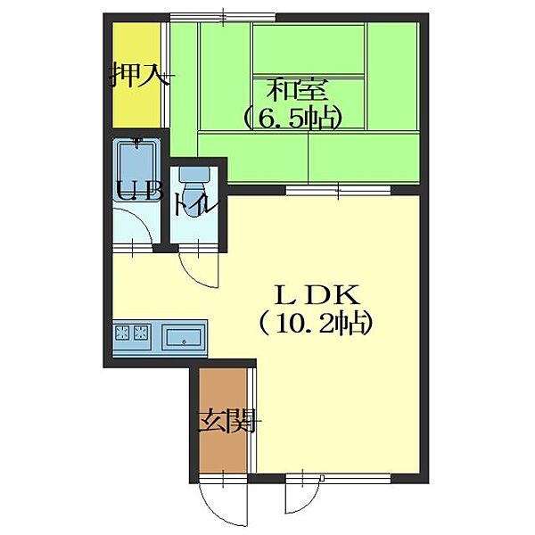 OceanFront39青柳 202｜北海道函館市青柳町(賃貸アパート1LDK・2階・35.09㎡)の写真 その2