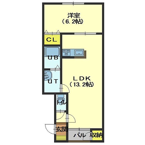 スペース函館4 202｜北海道函館市万代町(賃貸アパート1LDK・2階・42.64㎡)の写真 その2