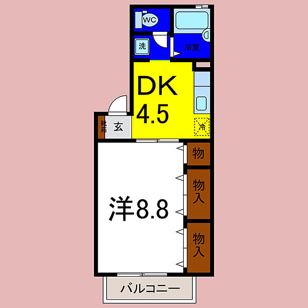 プレステージュ21II 105｜徳島県徳島市川内町北原(賃貸アパート1DK・1階・32.74㎡)の写真 その2