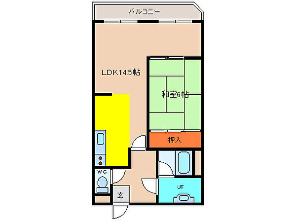 北海道函館市青柳町(賃貸マンション1LDK・2階・46.38㎡)の写真 その2