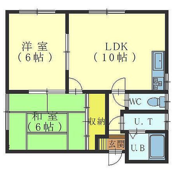 コーポアサヒII 202｜北海道函館市大森町(賃貸アパート2LDK・2階・47.85㎡)の写真 その2