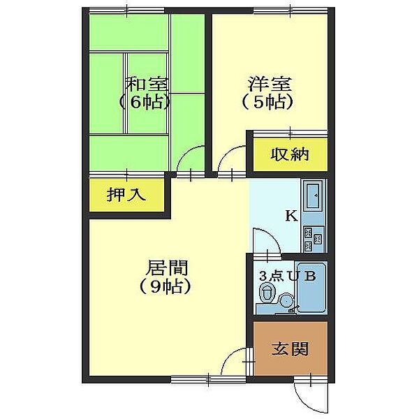 北海道函館市湯浜町(賃貸アパート2DK・1階・50.64㎡)の写真 その2