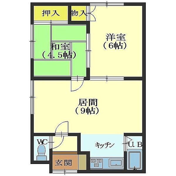 北海道函館市亀田港町(賃貸アパート2DK・2階・44.30㎡)の写真 その2