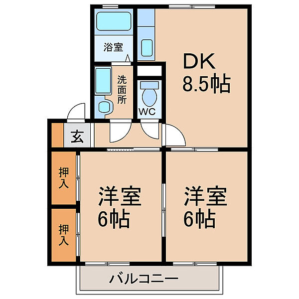 センチュリーパーク A201｜愛知県小牧市大字岩崎(賃貸アパート2DK・2階・47.91㎡)の写真 その2