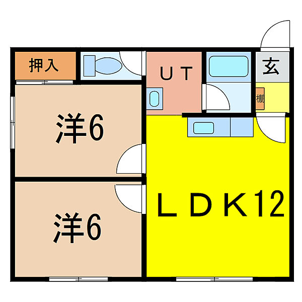 メゾン松田II ｜北海道旭川市大町一条８丁目(賃貸アパート2LDK・1階・45.36㎡)の写真 その2