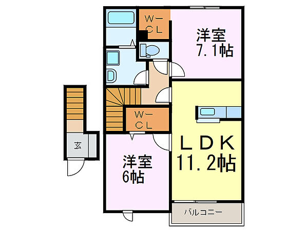 カームリーII ｜埼玉県加須市南篠崎(賃貸アパート2LDK・2階・57.64㎡)の写真 その2