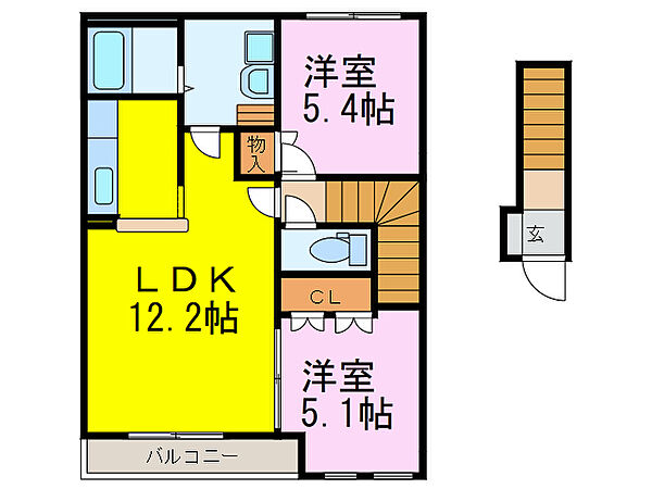 メゾン・ジュリエンヌ ｜埼玉県加須市外川(賃貸アパート2LDK・2階・54.30㎡)の写真 その2