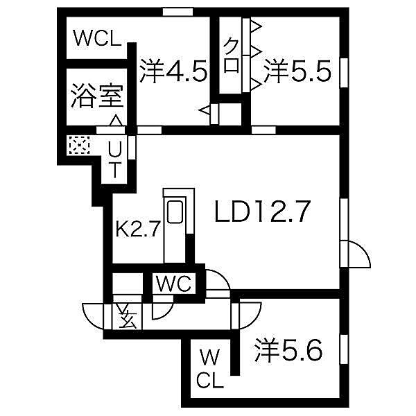 GLASS MARE HACHIKEN 403｜北海道札幌市西区八軒五条東４丁目(賃貸マンション3LDK・4階・70.11㎡)の写真 その2