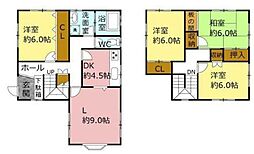 下郡戸建 4LDKの間取り