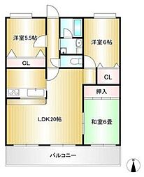 アーバン明治壱番館 803 3LDKの間取り