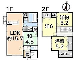 千歳戸建 4LDKの間取り