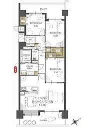グランパル西原 3LDKの間取り