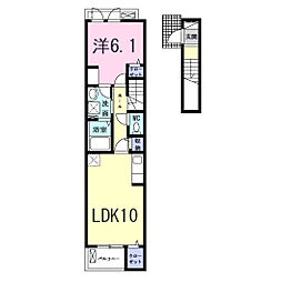 Ｖｉｌｌａ　朱雀 2階1LDKの間取り
